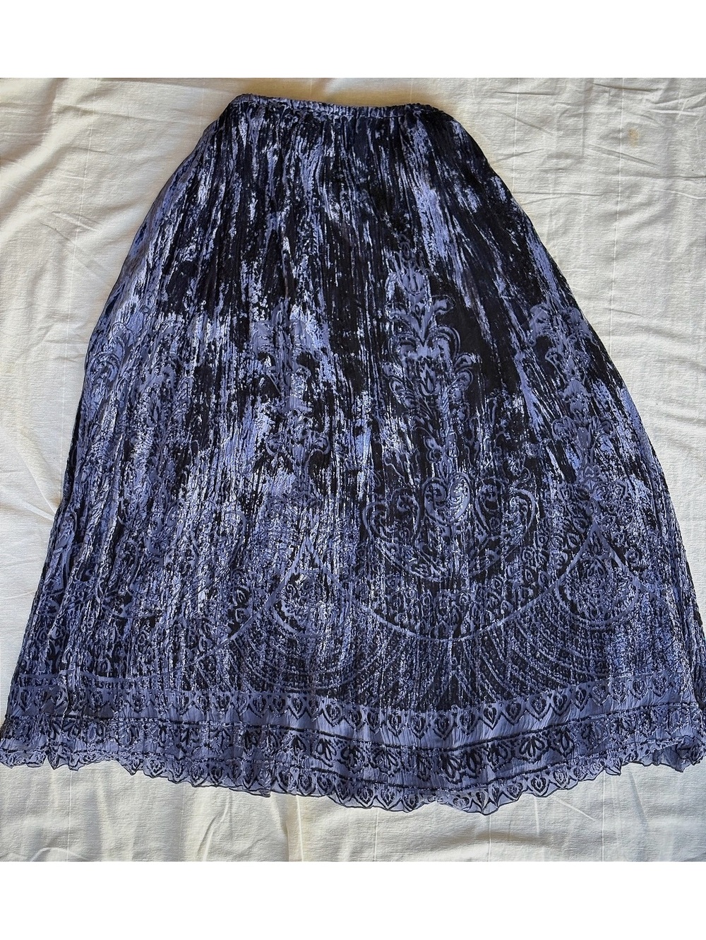 Vintage Chico's Velvet Burnout Maxi Skirt in Blue, Size Small #cottage #fall